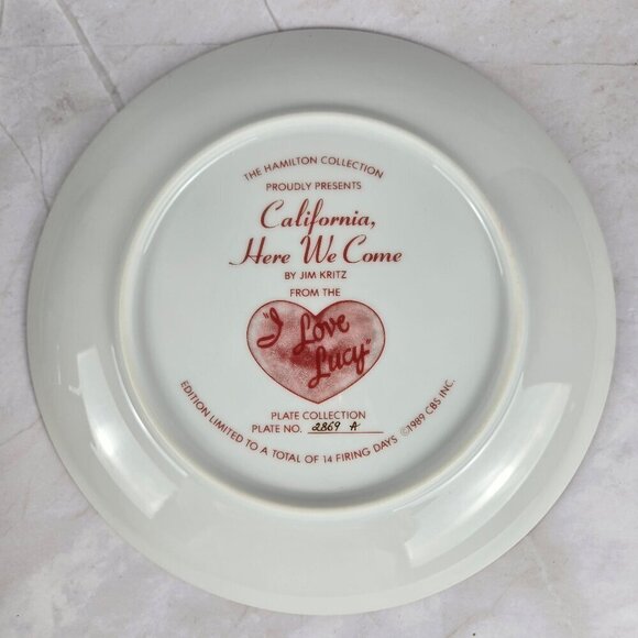 The Hamilton Collection I Love Lucy Plate "California, Here We Come" J Kritz COA - Picture 6 of 10